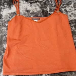 Sigrid Olsen tank top with rhinestone buttons.